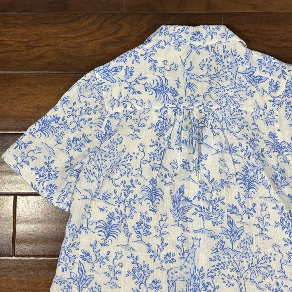 Lilly Pulitzer Women's Size Small Resort White Blue Montee Shirt Cover Up - Picture 9 of 11